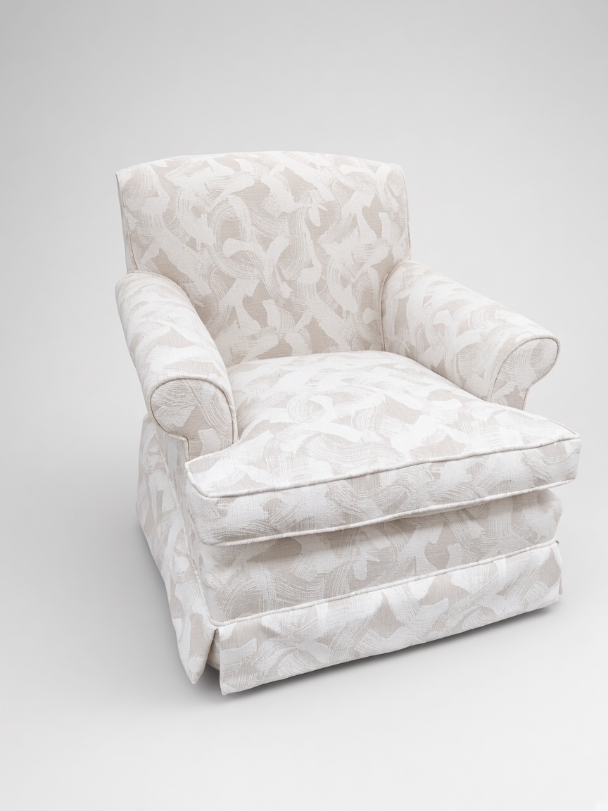 Ivory skirted armchair